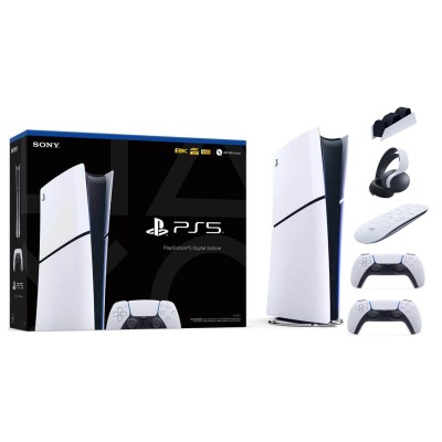 Sony Playstation 5 Slim Dijital + 2. DualSense Ps5 Kol + Sarj İstasyonu + Kumanda  + 3D Kulaklık (İthalatçı Garantili)