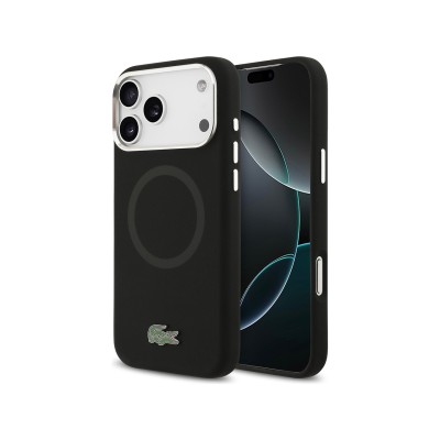 Lacoste iPhone 17 Pro Max Kılıf Lacoste Lisanslı M-Safeli Ikonik Metal Kamera Çerçeveli Silikon Kapak Siyah